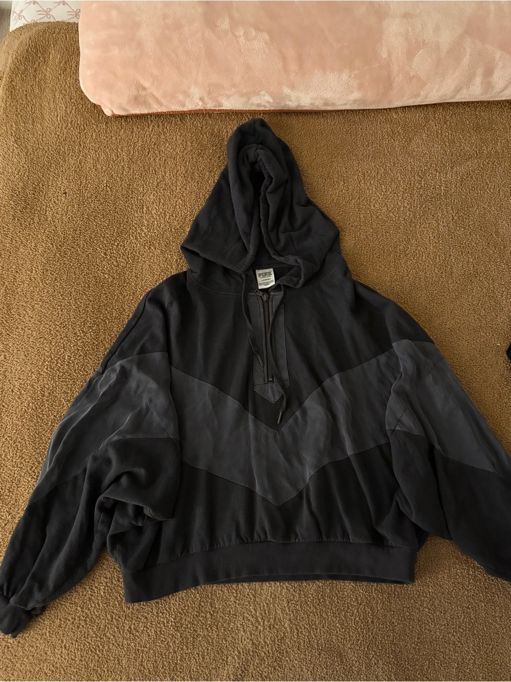 PINK Victoria's Secret Men's Black Chevron Zip-Up Hoodie